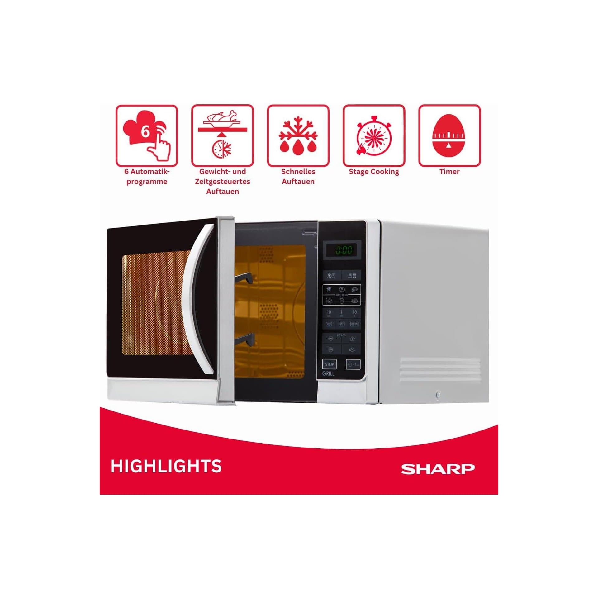 Микровълнова фурна с грил - Sharp R742WW 25 L 900 W 1000 W грил 7
