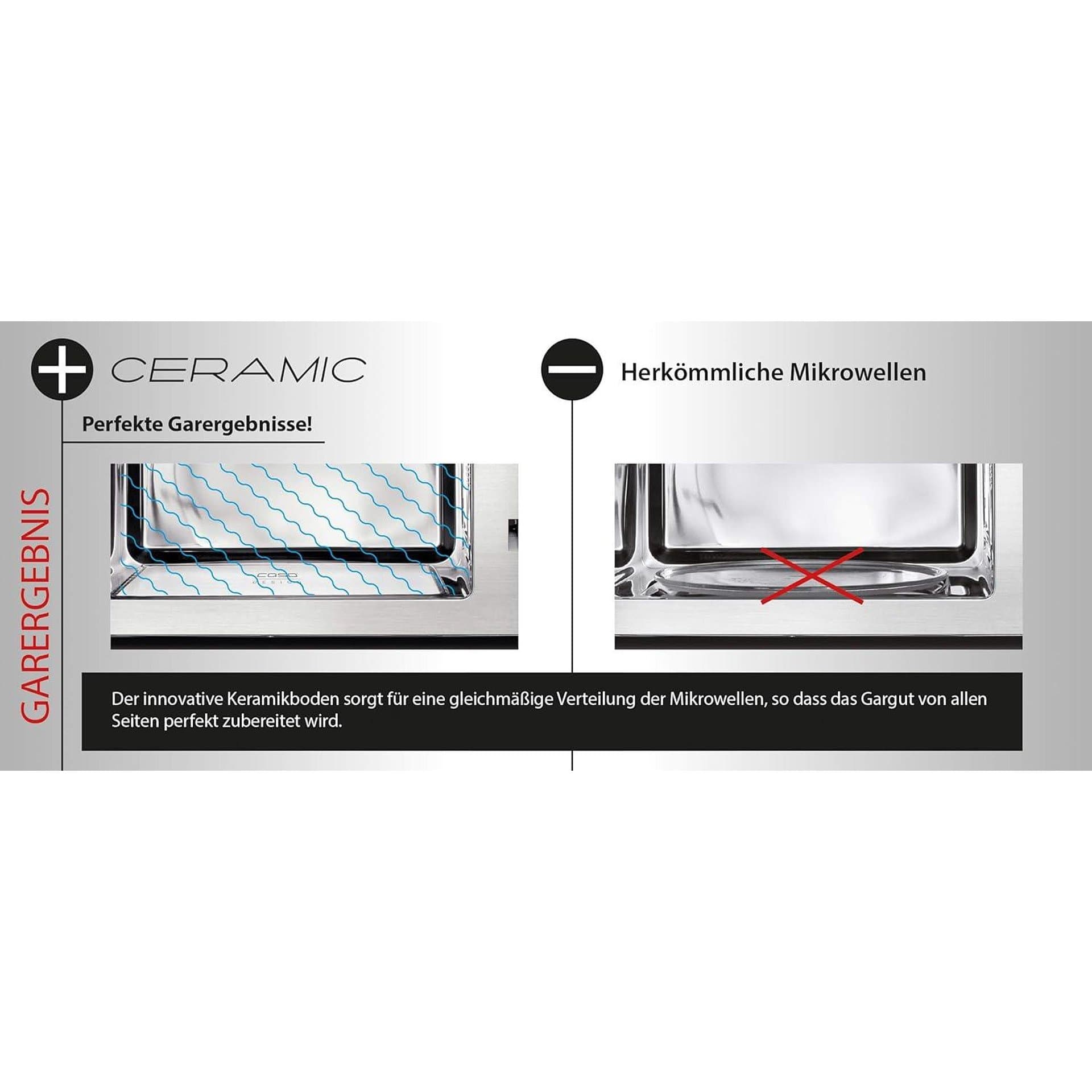 Микровълнова фурна с грил - CASO MG20 Ceramic menu 2 in 1 900 W 1000 W грил 20 L неръждаема стомана 4