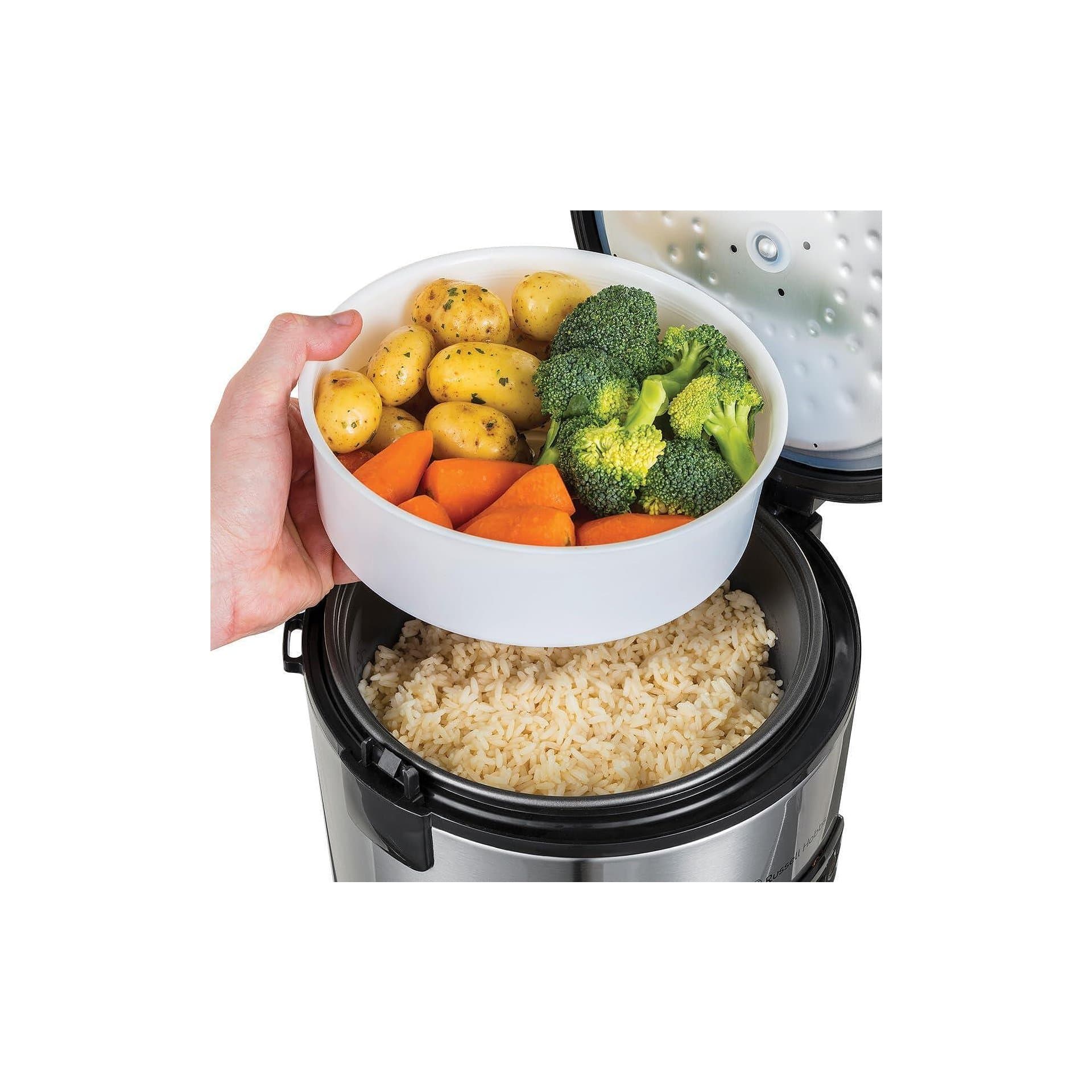 Оризоварка – Russell Hobbs 27080-56, 1.2 L, функция за поддържане на топлина, пара, незалепващо покритие, мерителна чаша и лъжица 5