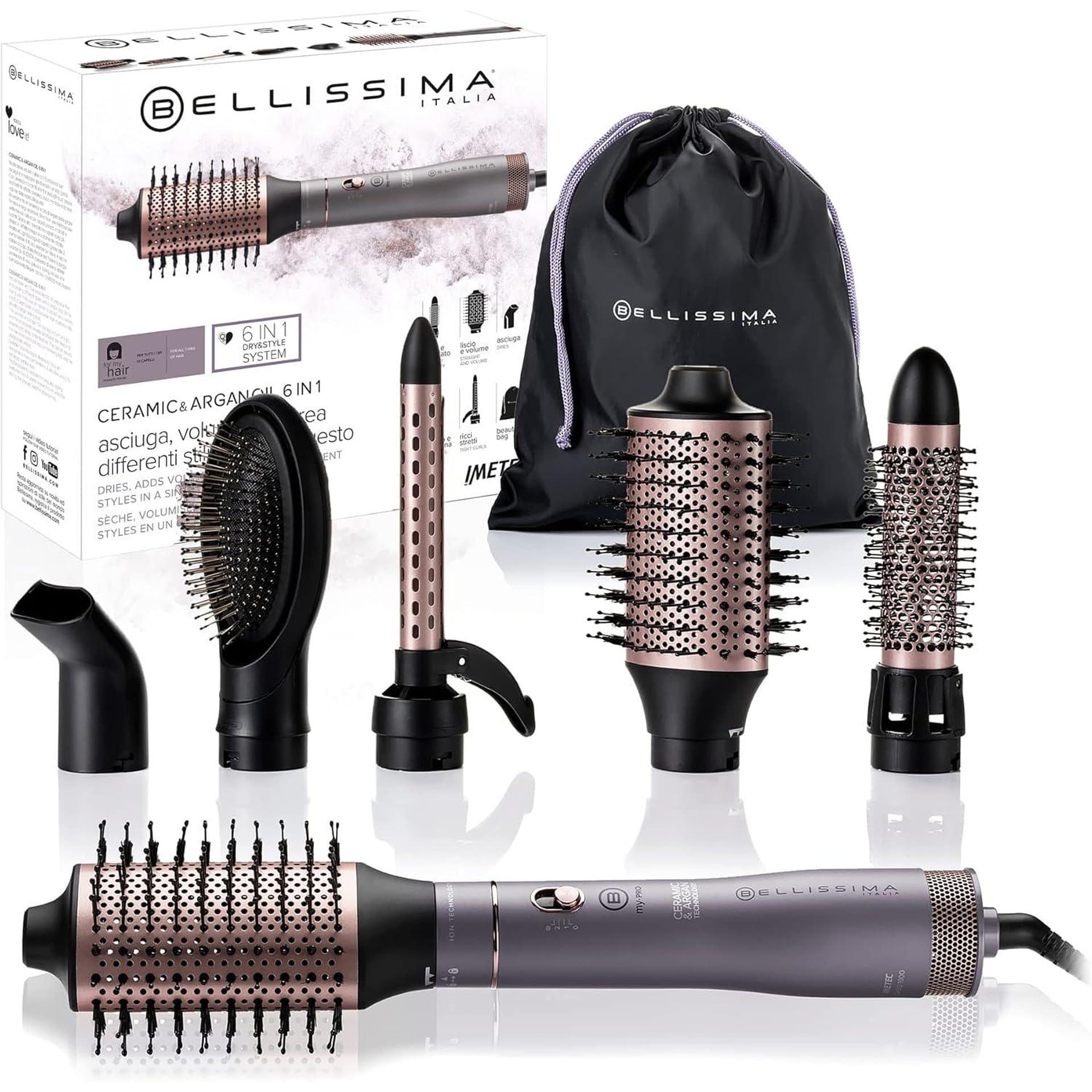 Четка за коса с горещ въздух - Bellissima Imetec Ceramic Argan Oil 6 in 1 1000 W 6