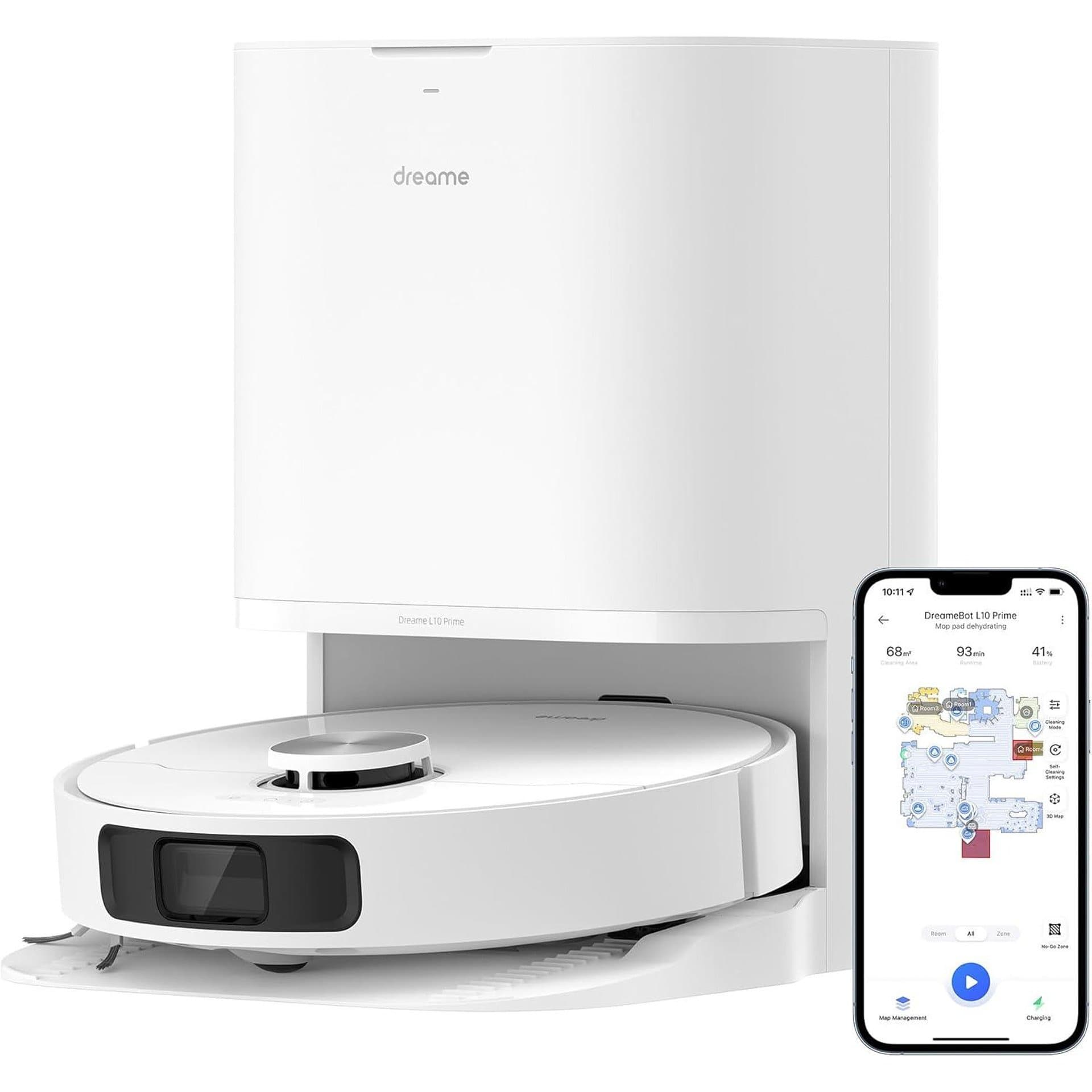 Робот прахосмукачка - Dreame L10 Prime 4000 Pa, LDS навигация, автоматично почистване, повдигане на моп