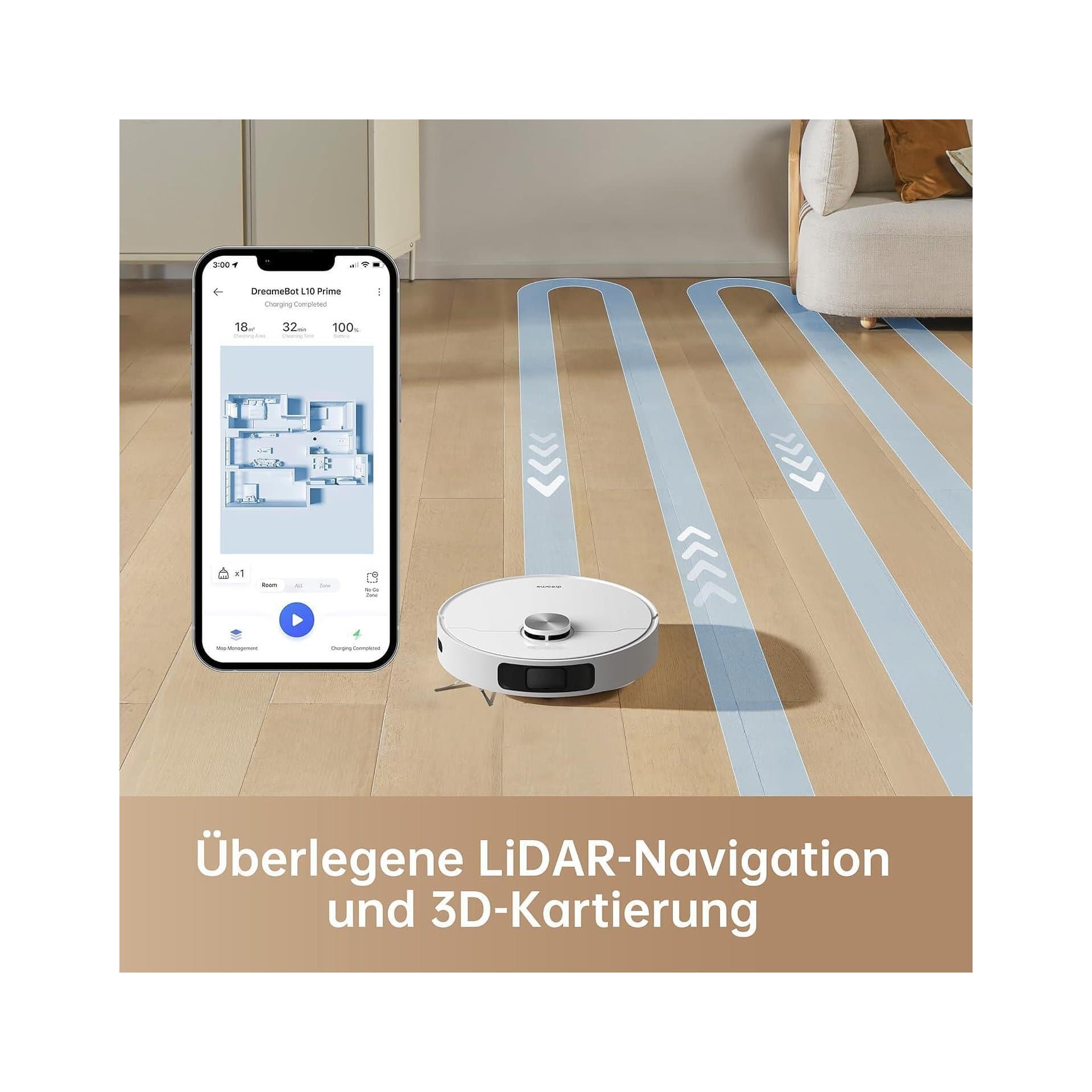 Робот прахосмукачка - Dreame L10 Prime 4000 Pa, LDS навигация, автоматично почистване, повдигане на моп 3