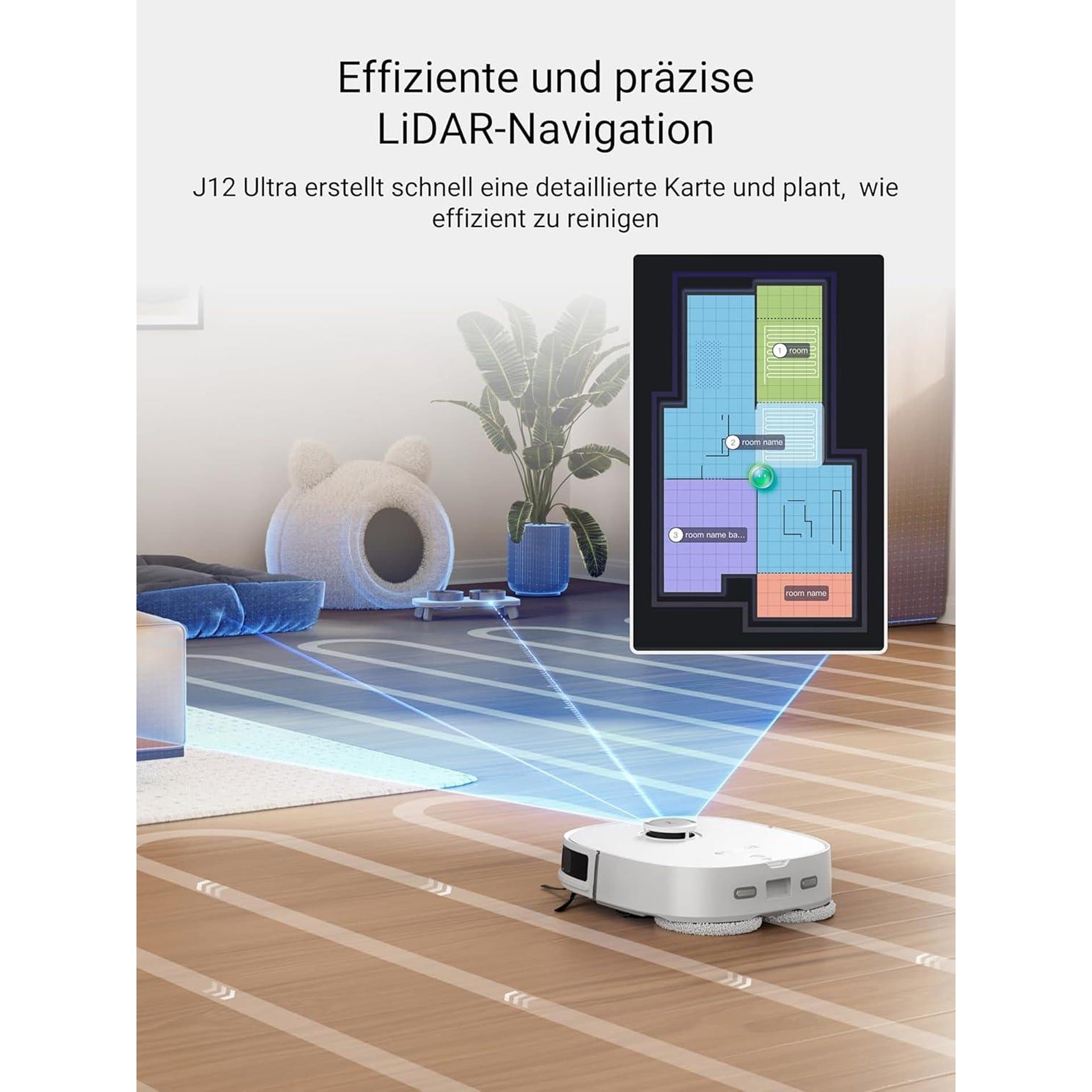 Eureka J12 Ultra Робот-Прахосмукачка и Моп с Автоматична Станция, 5000 Pa, LiDAR & AI навигация 3