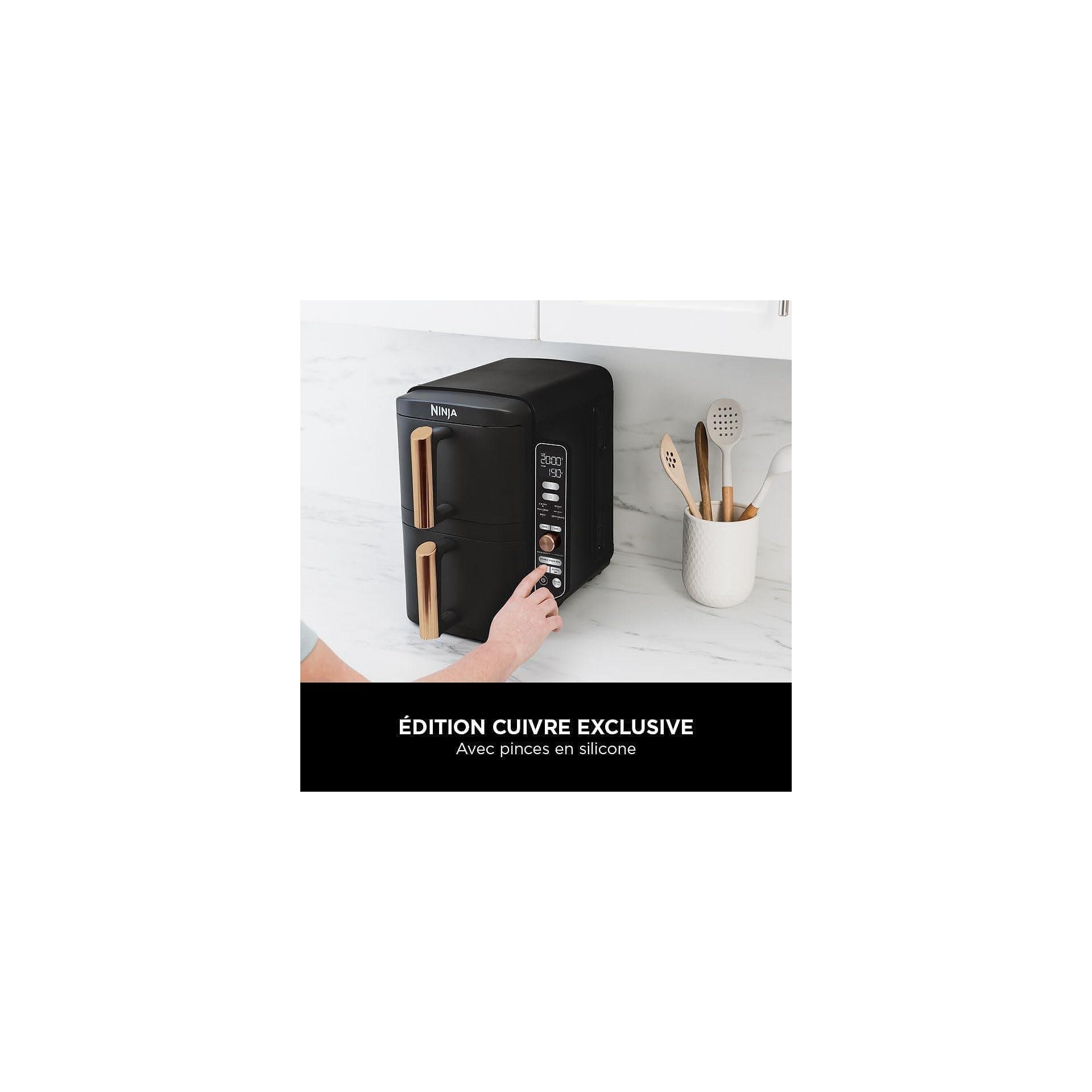 Фритюрник с горещ въздух - Ninja SL400EUCP Double Stack XL 9.5L, 2 вертикални чекмеджета, 4 нива на готвене, 6 функции, капацитет за 8 порции, черен/меден 2