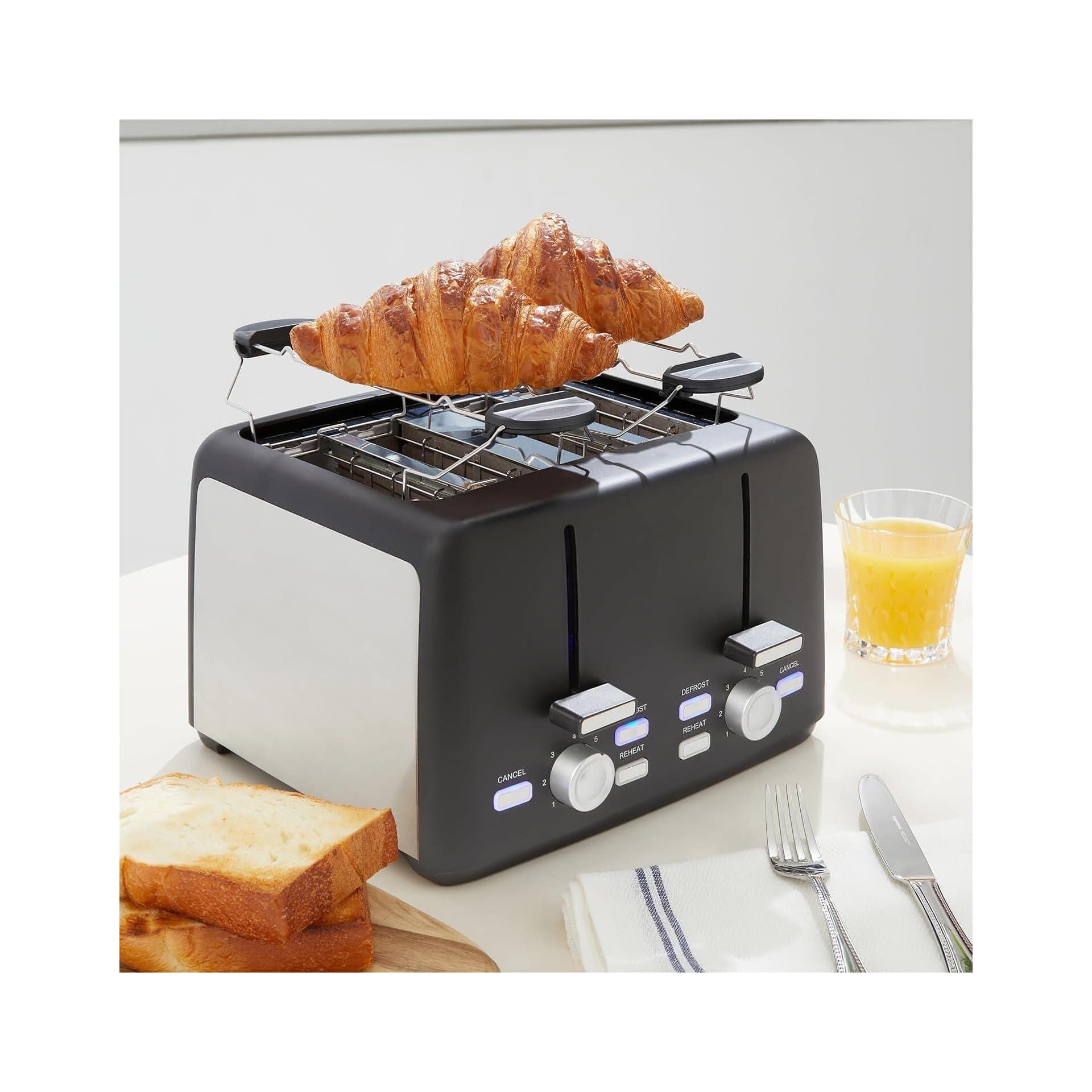 Тостер - Amazon Basics 4 филии 1500 W 7 степени на запичане 6