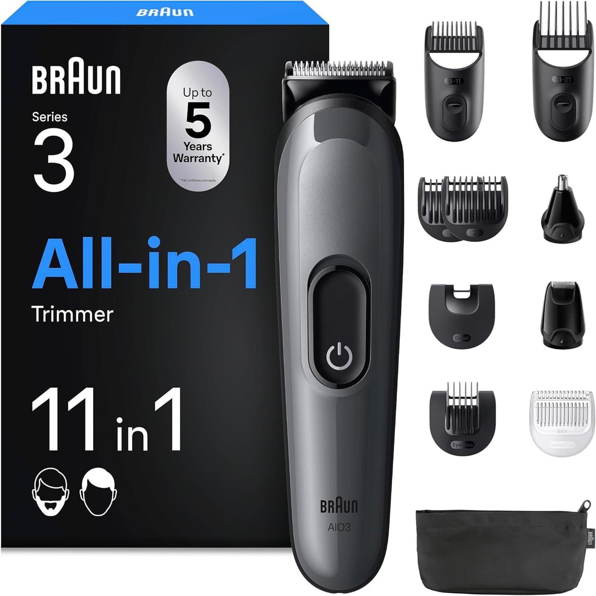Тример - Braun AIO3565 50 min батерия 14 дължини 3-21 mm водоустойчив