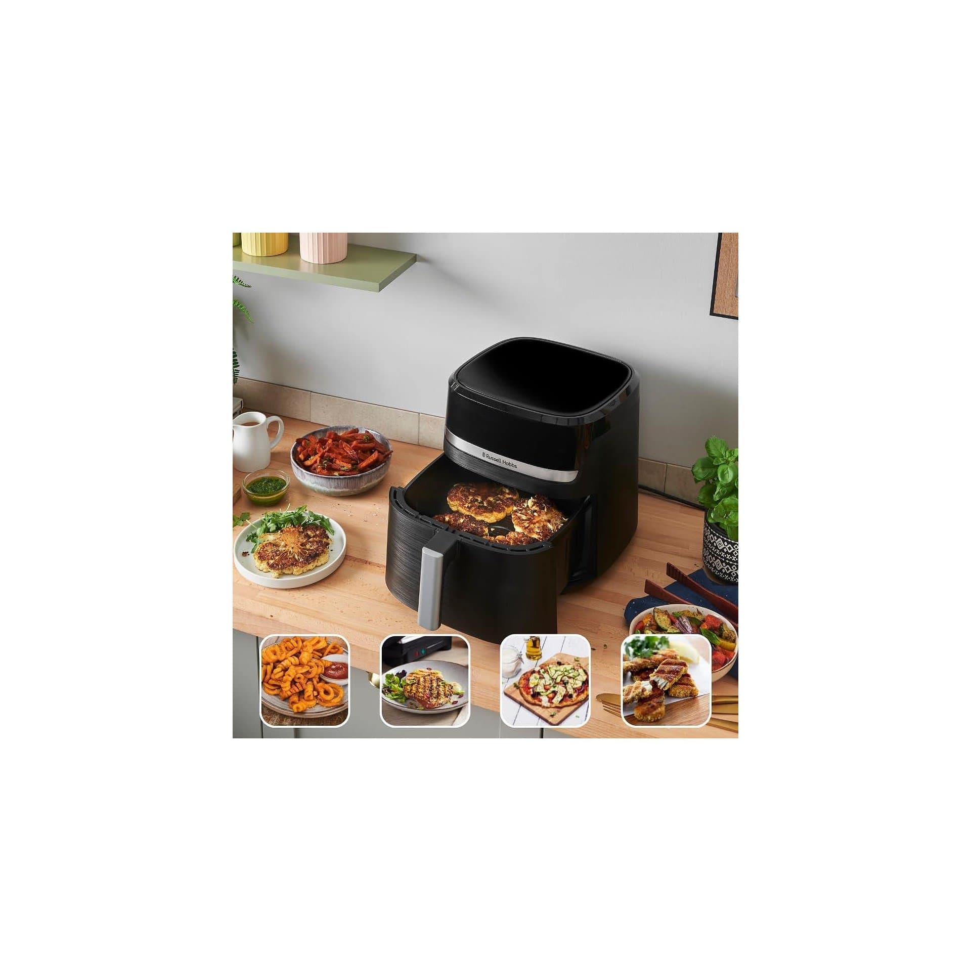 Фритюрник с горещ въздух – Russell Hobbs SatisFry XXL 8.3L Rapid AirFryer, 1800W, 9 програми, Touchscreen 4