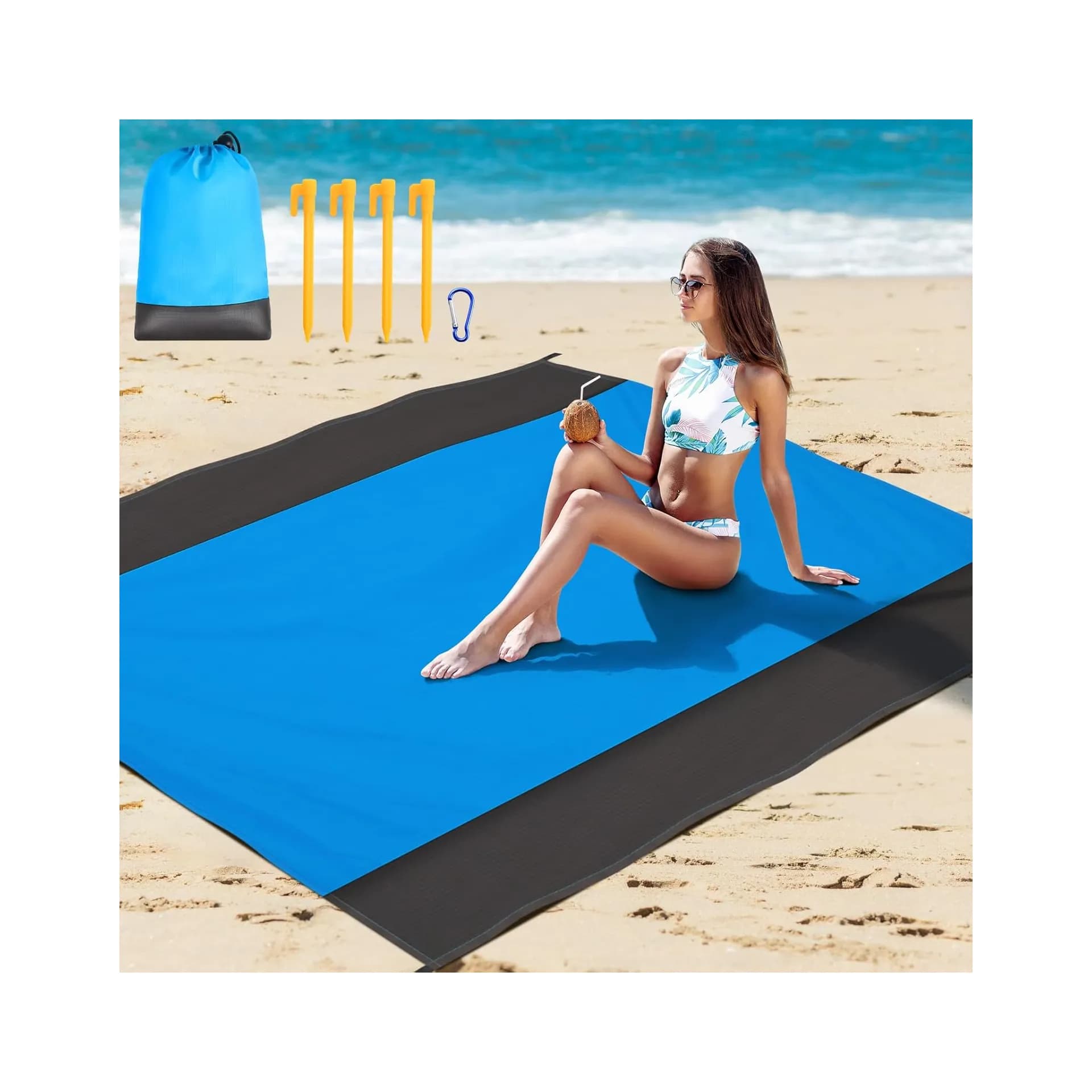 Плажно одеяло - XXL 210 x 200 cm пясъкоустойчиво леко